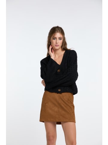 IZIA Damen Cropped Strickjacke in Schwarz
