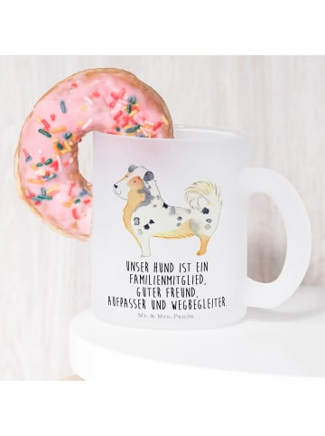 Mr. & Mrs. Panda Teetasse Glas Hund Australien Shepherd mit Spruch in Transparent