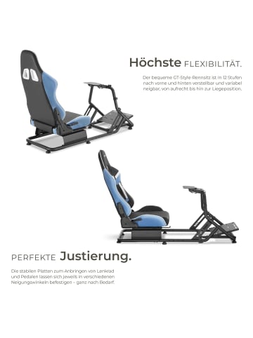 tectake SimRacing Stuhl, verstellbar, pflegeleichter Kunstlederbezug