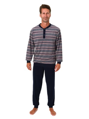 NORMANN Langarm Schlafanzug Frottee Bündchen - 86714 in grau