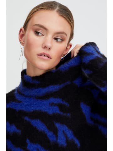 PULZ Jeans Longpullover PZASTA Turtleneck 50207132 Longpullover mit Zebra-Musterung in Schwarz