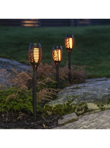 4x LED Solar Garten Fackel Feuereffekt Flammeneffekt 21cm Wegleuchte
