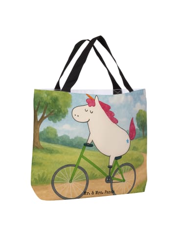 Mr. & Mrs. Panda Strandtasche Einhorn Radfahrer Design ohne Spruch in Weiß