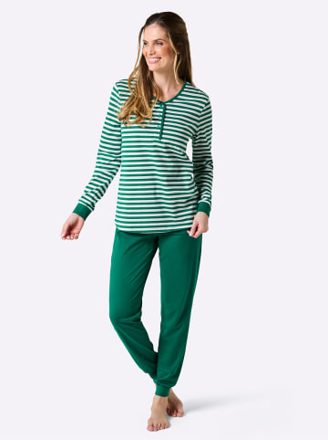 WITT WEIDEN Schlafanzüge in grün-weiß + steingrau-weiß