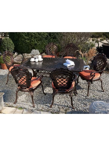Beliani Gartentisch LIZZANO in Braun/Orange - (W) 102 x (H) 72 x (L) 165 cm