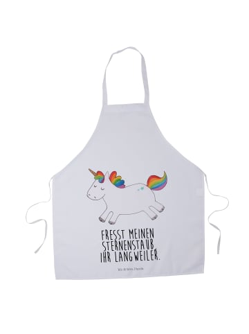 Mr. & Mrs. Panda Schürze Einhorn Happy mit Spruch in Weiß
