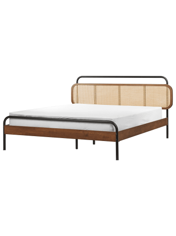 Beliani Doppelbett BOUSSICOURT in Braun/Schwarz - (W) 182 x (H) 100 x (L) 210 cm