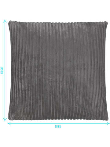 Aspero 4er Set Kissenbezüge aus Flanell 60x60 cm Salta in Dunkelgrau