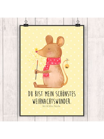 Mr. & Mrs. Panda Bild Maus Weihnachten mit Spruch in Gelb Pastell