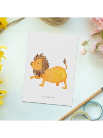 Mr. & Mrs. Panda Grußkarte Sternzeichen Löwe ohne Spruch in Weiß