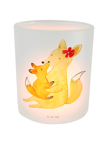 Mr. & Mrs. Panda Teelichthalter Glas Fuchs Mama ohne Spruch in Transparent