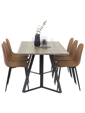 ebuy24 Essgruppe Marina 10 (7-teilig) Braun 90 x 180 cm