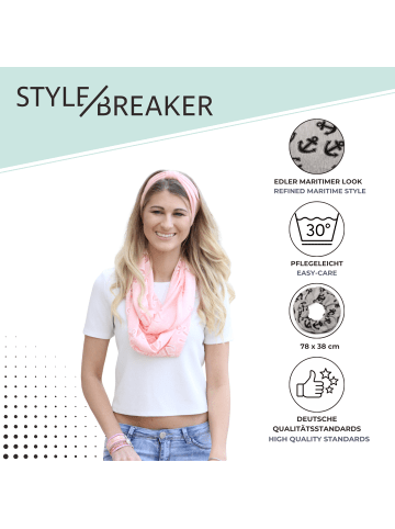styleBREAKER Loop Schal in Schwarz-Rose
