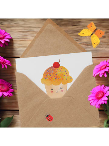 Mr. & Mrs. Panda Grußkarte Cupcake mit Spruch in Weiß