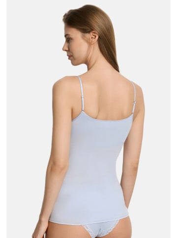 Hanro Spaghetti Top Cotton Seamless in Blue dove