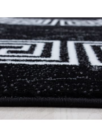 KADIMA DESIGN Teppich Kurzflor Waschbar Mäander INN Strapazierfähig OEKO-TEX in Schwarz