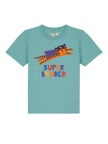 wat? Apparel T-Shirt Tiger Superbruder in Teal Monstera