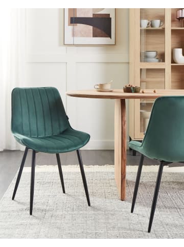 Beliani 2er-Set Esszimmerstuhl DUBROVNIK in Grün/Schwarz