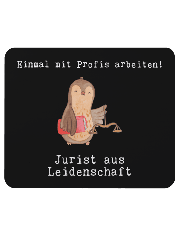 Mr. & Mrs. Panda Mousepad Jurist Leidenschaft mit Spruch in Schwarz