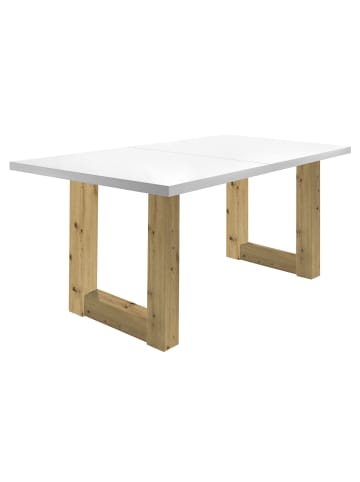 58 aufm Kessel ESSTISCH ausziehbar Eila 1 160 x 90 x 75 Esszimmertisch Asteiche/Weiß Matt Lack