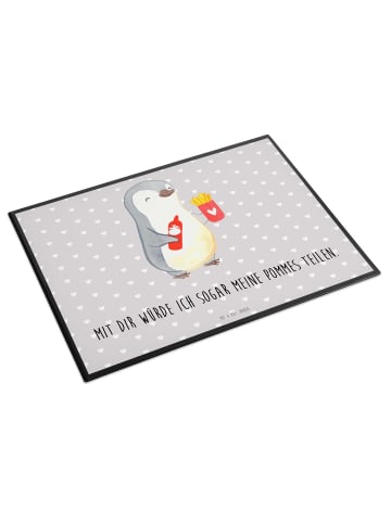 Mr. & Mrs. Panda Tischunterlage Pinguin Pommes mit Spruch in Grau Pastell