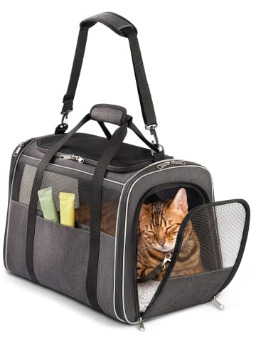 Knupis Katzentransportbox für Katzen & Hunde, 300D Oxford, faltbar, leicht