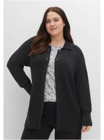 sheego Strickjacke in schwarz meliert