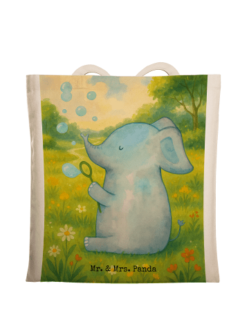 Mr. & Mrs. Panda Einkaufstasche Elefant Seifenblasen Design ohne... in Weiß
