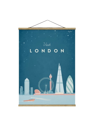 WALLART Stoffbild mit Posterleisten - Reiseposter - London in Blau