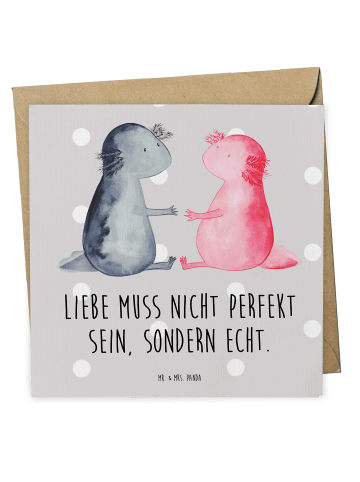 Mr. & Mrs. Panda Deluxe Karte Axolotl Liebe mit Spruch in Grau Pastell