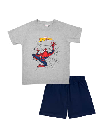 United Labels Marvel Spiderman Schlafanzug Pyjama Set Kurzarm Hose in blau/grau