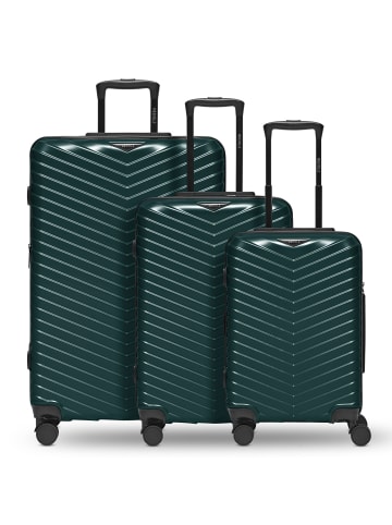 Redolz Essentials 18 4 Rollen Kofferset 3-teilig mit Dehnfalte in Metallic-Green Shiny