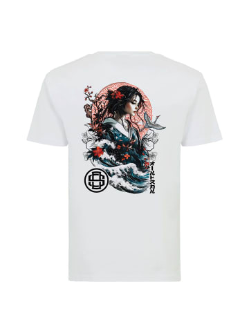 OLDSKULL T-Shirt Asian Blossom Queen Logo Graphic in White