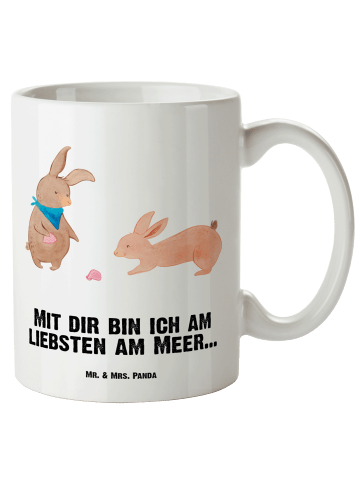 Mr. & Mrs. Panda Tasse Hasen Muschel mit Spruch in Weiß