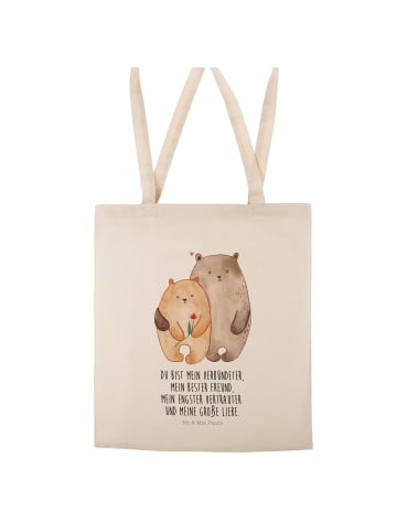 Mr. & Mrs. Panda Tragetasche Bären Liebe mit Spruch in Creme