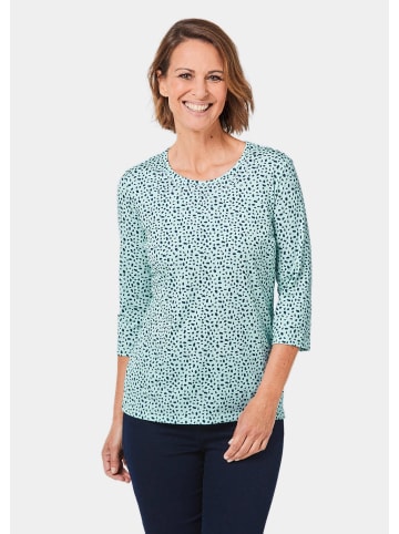 GOLDNER Druckshirt mit Steinchen in mint / nachtblau / gemustert
