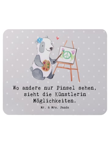 Mr. & Mrs. Panda Mauspad Künstlerin Visionen mit Spruch in Grau Pastell