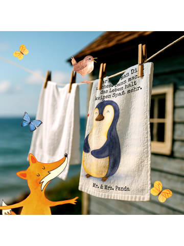 Mr. & Mrs. Panda Mini-Handtuch Pinguin Diät Design mit Spruch in Weiß