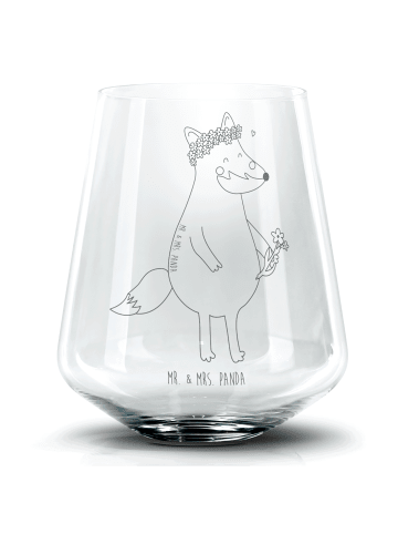 Mr. & Mrs. Panda Blümchentailglas Fuchs Blumen ohne Spruch in Transparent