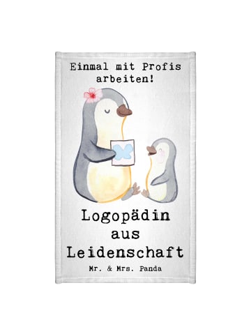 Mr. & Mrs. Panda Gäste Handtuch Logopädin Leidenschaft mit Spruch in Weiß