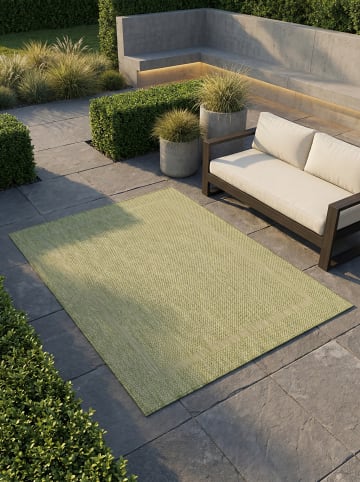 KADIMA DESIGN Teppich Outdoor Flachgewebe Uni-Design Polypropylen Balkon in Grün