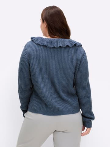 sheego by Joe Browns Strickjacke in jeansblau-meliert