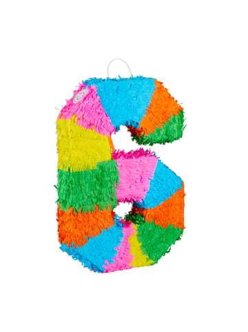 relaxdays Pinata Zahl 6 in Bunt