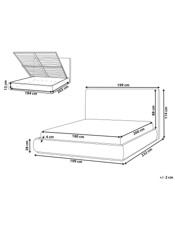 Beliani Doppelbett CAMPAGNE in Beige - (W) 199 x (H) 114 x (L) 232 cm