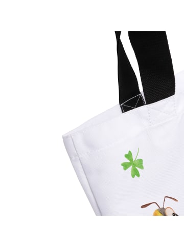 Mr. & Mrs. Panda Strandtasche Hummeln Kleeblatt mit Spruch in Weiß