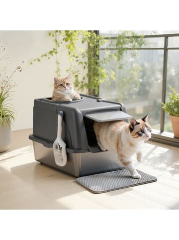 Feandrea Katzenklo Boxal in Schwarz - (B)40 x (H)36.5 x (T)61 cm