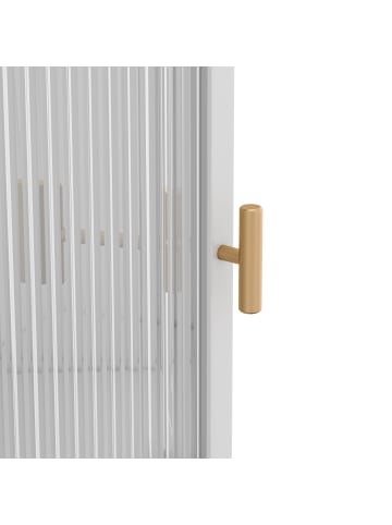 ABRIHOME Eckschrank in Schwarz 110 cm mit 3 Glastüren und Ablageböden