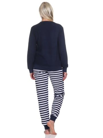 NORMANN Frottee Schlafanzug langarm Bündchen Sterne - 82692 in navy
