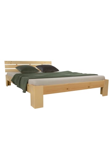 Homestyle4u Holzbett 120x200 mit Lattenrost in Braun