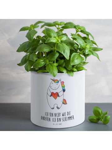 Mr. & Mrs. Panda Großer Blumentopf Einhorn Herz mit Spruch in Weiß